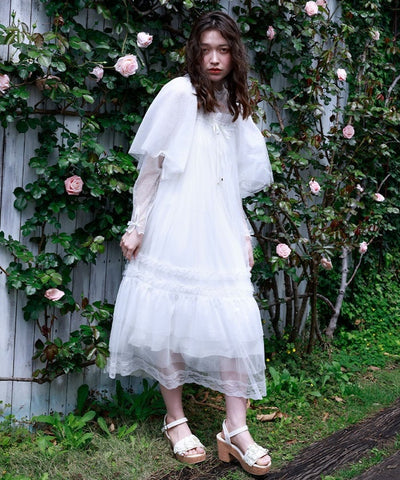 Flare Sleeve Tulle Dress
