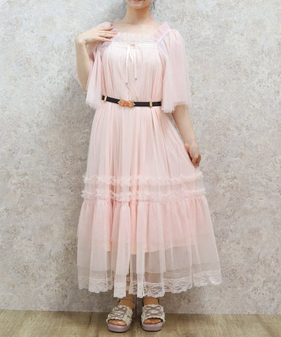 Flare Sleeve Tulle Dress