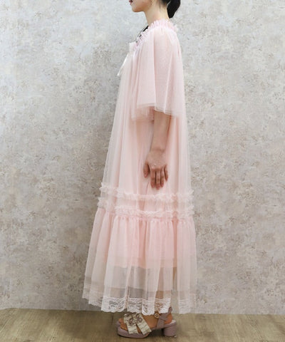 Flare Sleeve Tulle Dress