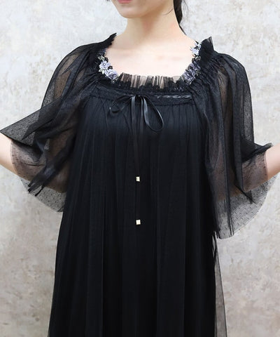 Flare Sleeve Tulle Dress
