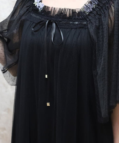 Flare Sleeve Tulle Dress