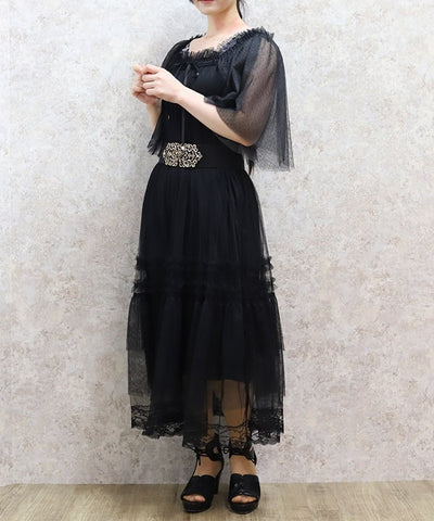 Flare Sleeve Tulle Dress