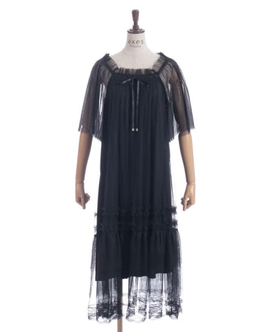 Flare Sleeve Tulle Dress
