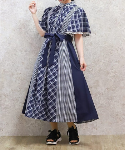 Plaid Panel Patchwork Dress