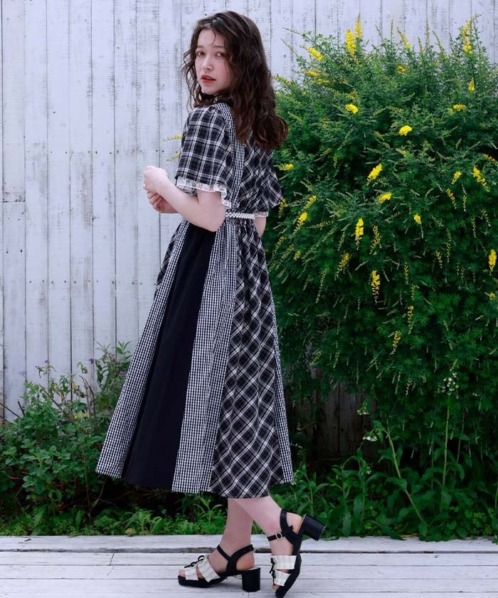 Plaid Panel Patchwork Dress – axes femme from JAPAN