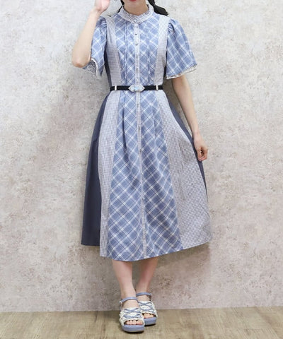 Plaid Panel Patchwork Dress