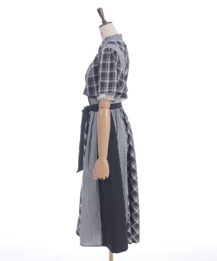 Plaid Panel Patchwork Dress – axes femme from JAPAN