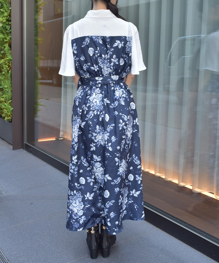 Gradation Rose Pattern Dress