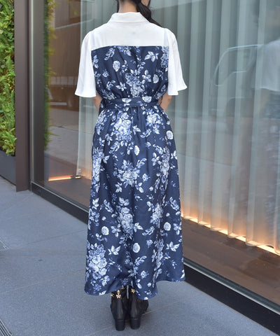 Gradation Rose Pattern Dress