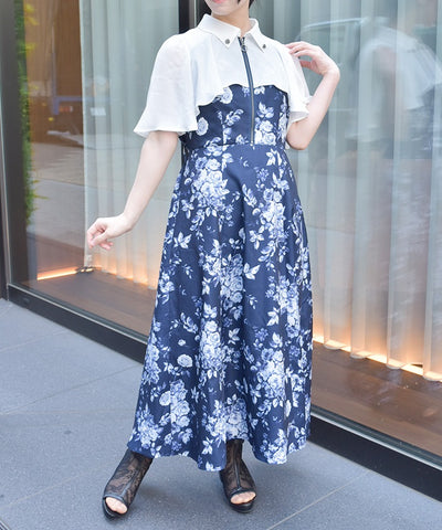 Gradation Rose Pattern Dress