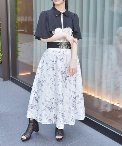 Gradation Rose Pattern Dress