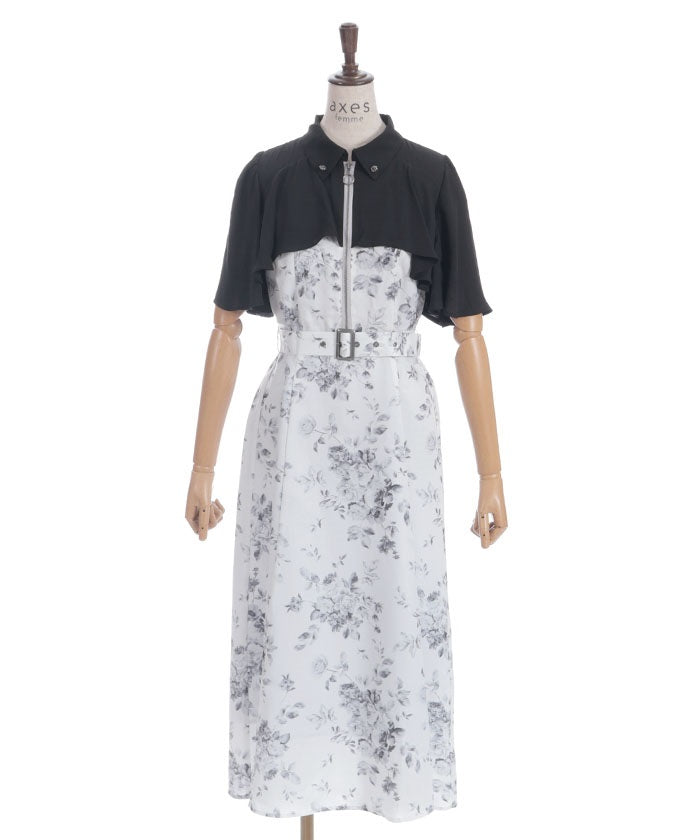 Gradation Rose Pattern Dress