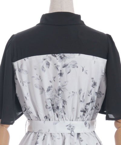 Gradation Rose Pattern Dress