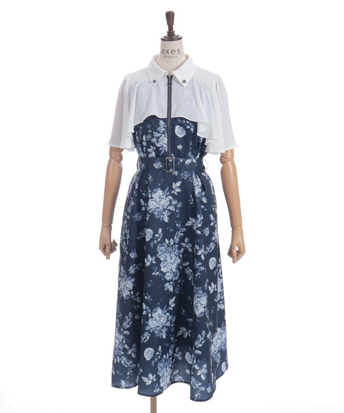 Gradation Rose Pattern Dress