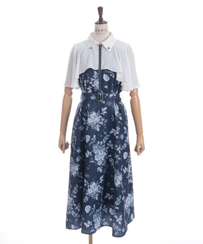 Gradation Rose Pattern Dress