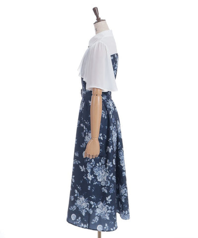 Gradation Rose Pattern Dress