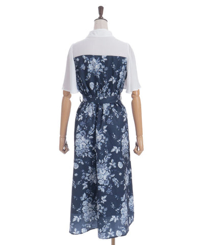 Gradation Rose Pattern Dress
