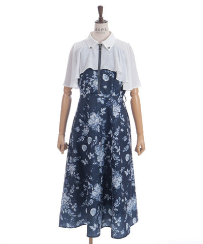 Gradation Rose Pattern Dress
