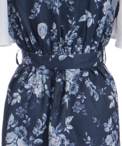 Gradation Rose Pattern Dress