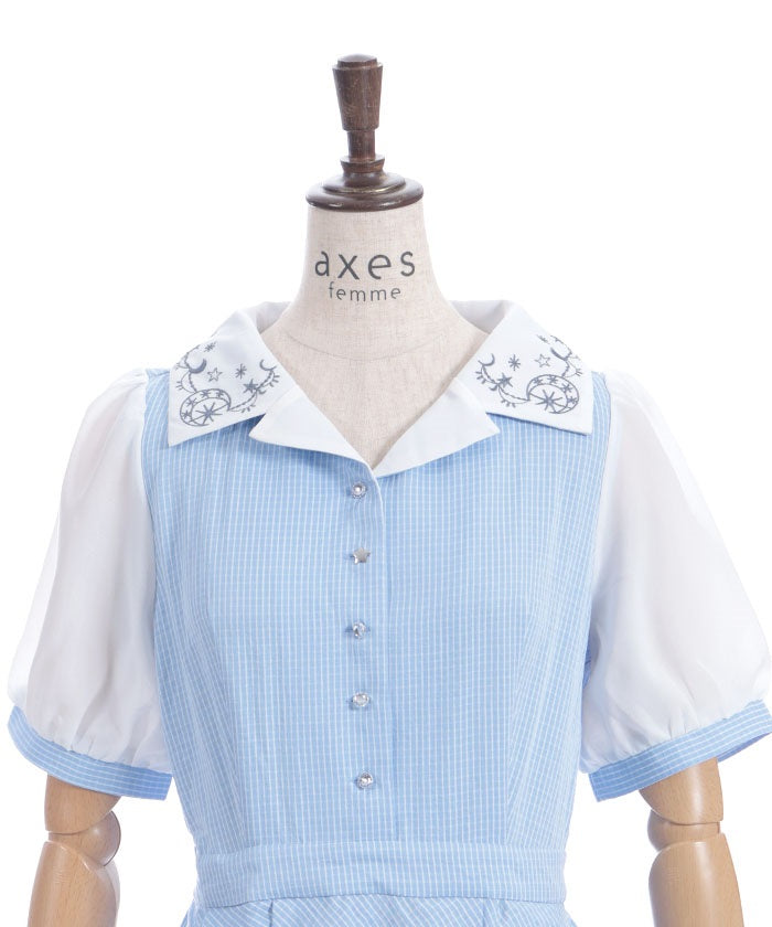 Constellation Embroidery Asymmetric Docking Dress – axes femme from JAPAN
