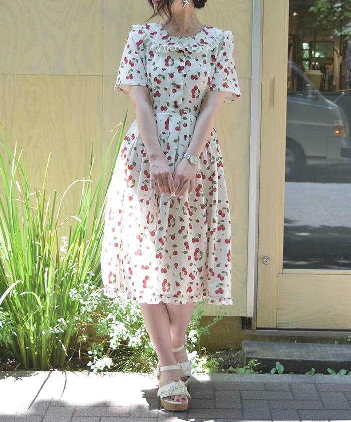 Cherry Rose Pattern Sailor Dress – axes femme from JAPAN