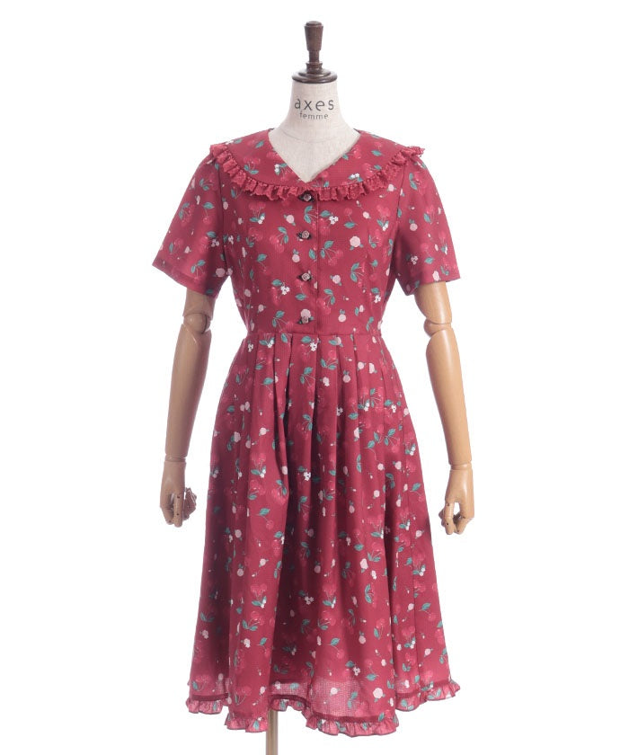 Cherry Rose Pattern Sailor Dress – axes femme from JAPAN