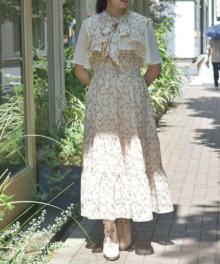 Small Floral Pattern Blouse & Dress Set