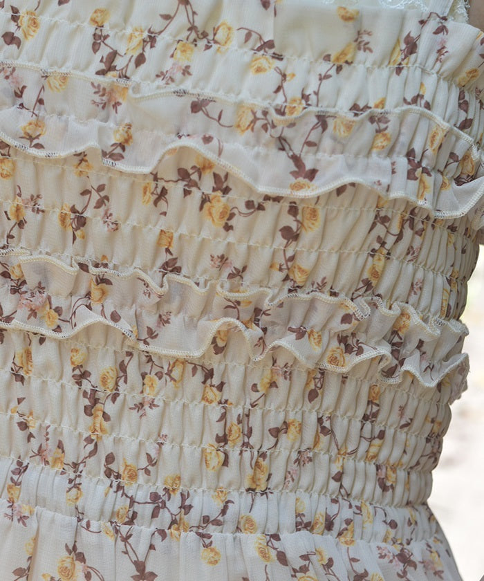 Small Floral Pattern Blouse & Dress Set