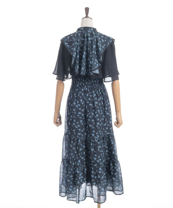 Small Floral Pattern Blouse & Dress Set