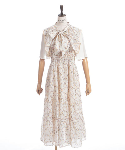 Small Floral Pattern Blouse & Dress Set