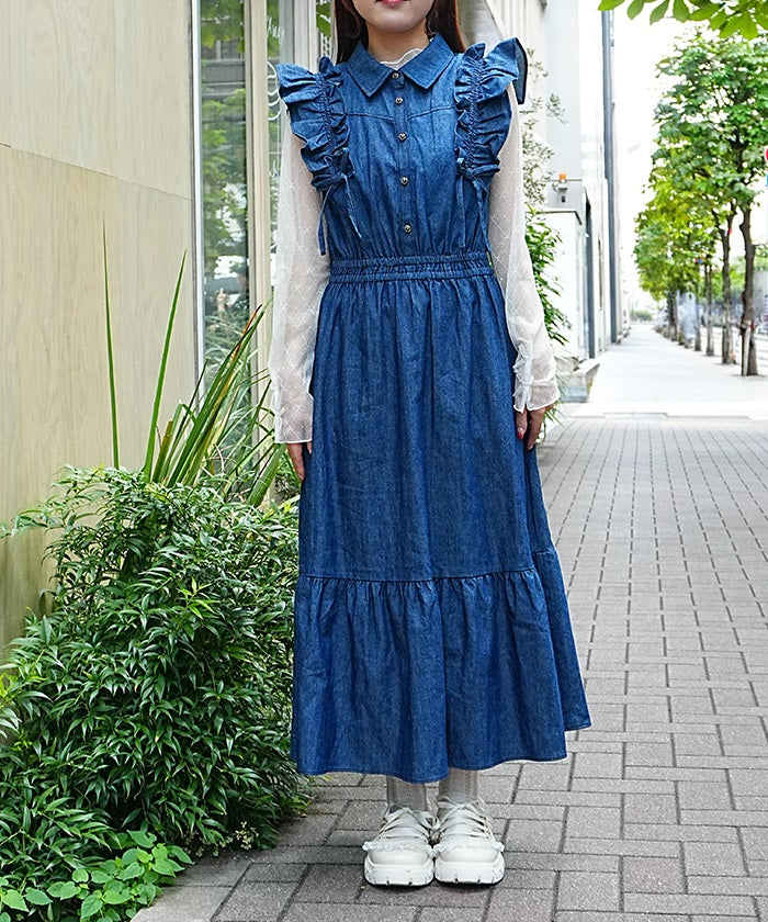 Frill Denim Dress – axes femme from JAPAN