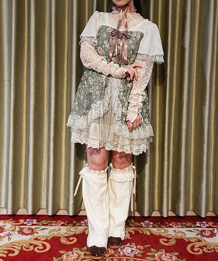 Lace-Up Floral Pattern Tunic (Pre-order) – axes femme from JAPAN