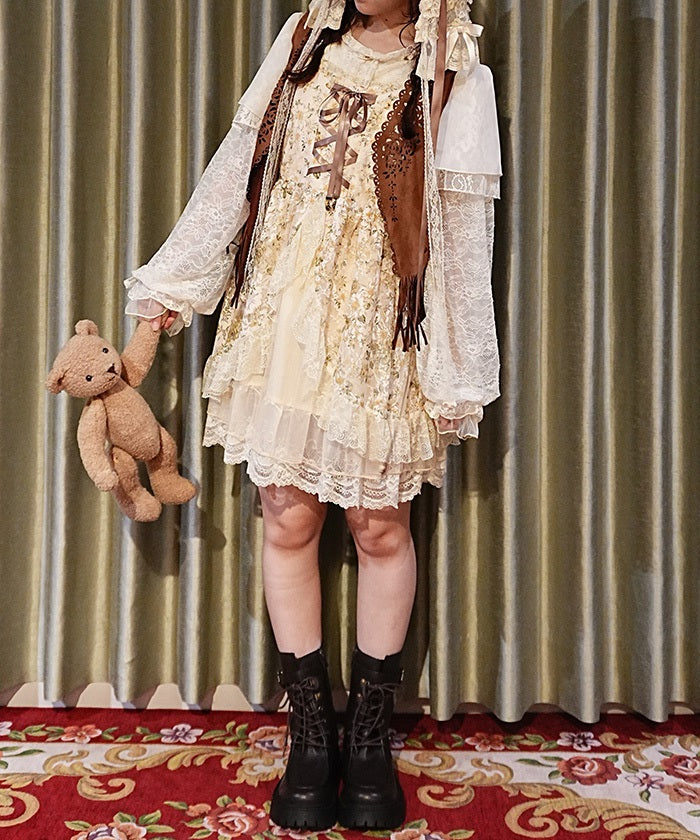 Lace-Up Floral Pattern Tunic (Pre-order) – axes femme from JAPAN