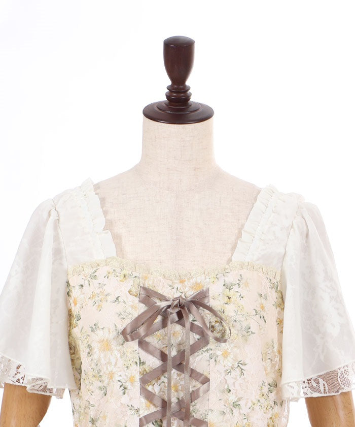 Lace-Up Floral Pattern Tunic (Pre-order) – axes femme from JAPAN