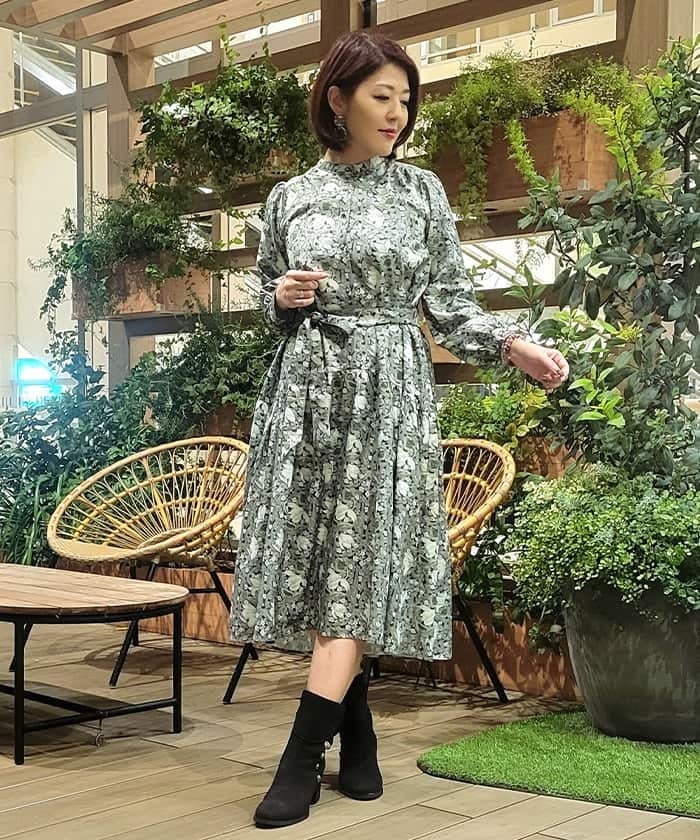 Flower Print A-Line Dress