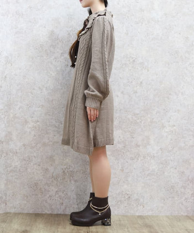 Yoke Panel Ribbon Knit Dress