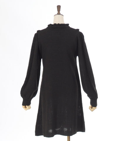 Yoke Panel Ribbon Knit Dress