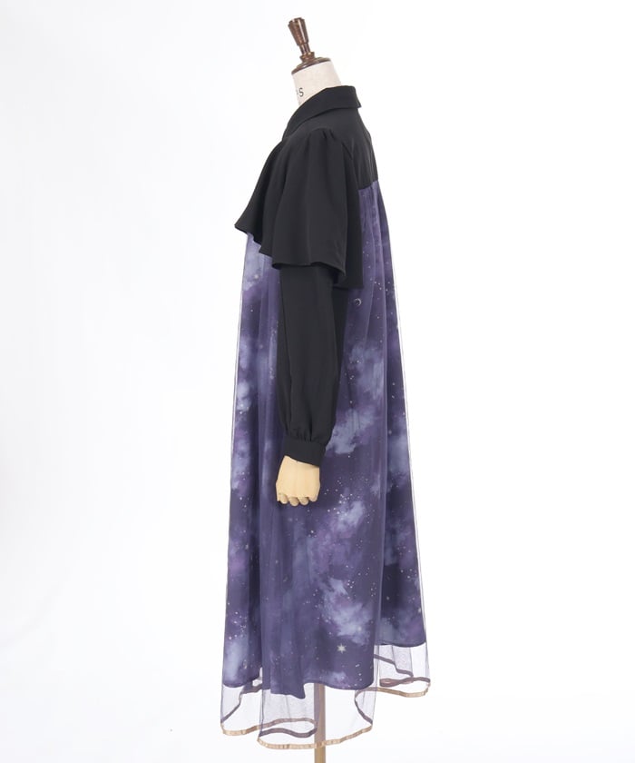 Telescope Pattern Cape Style Dress