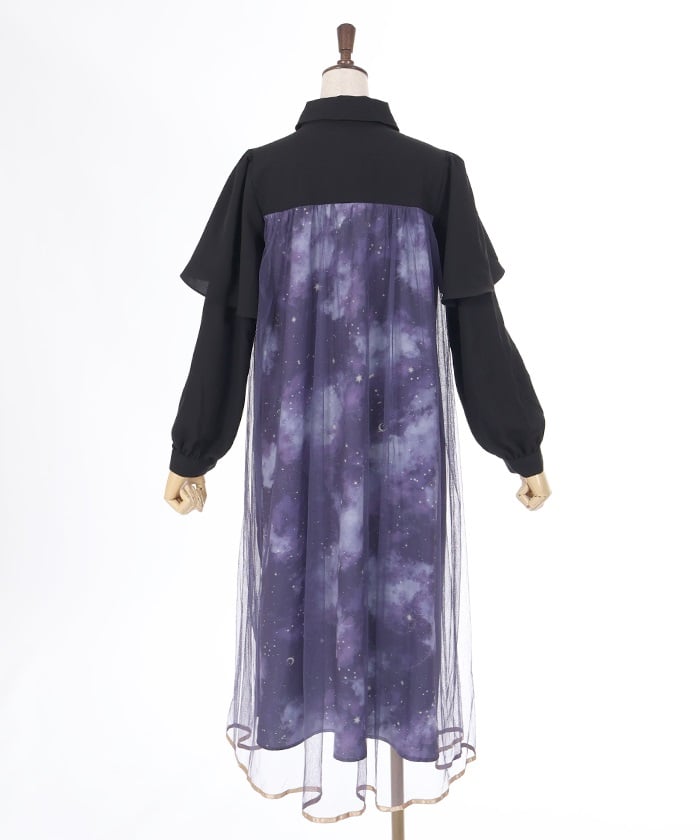 Telescope Pattern Cape Style Dress