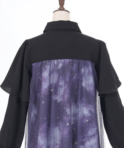 Telescope Pattern Cape Style Dress