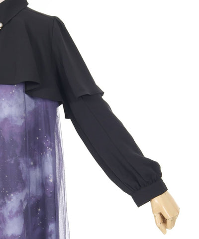 Telescope Pattern Cape Style Dress