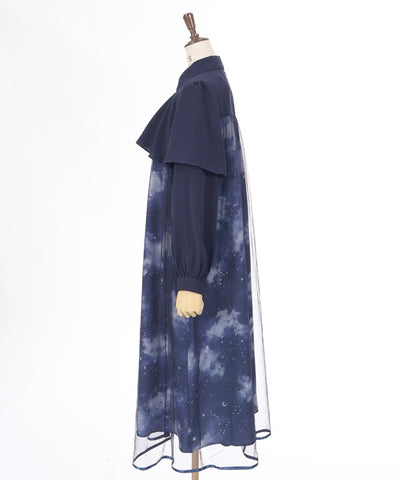 Telescope Pattern Cape Style Dress