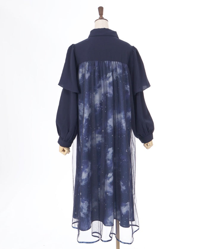 Telescope Pattern Cape Style Dress