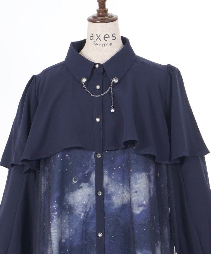 Telescope Pattern Cape Style Dress