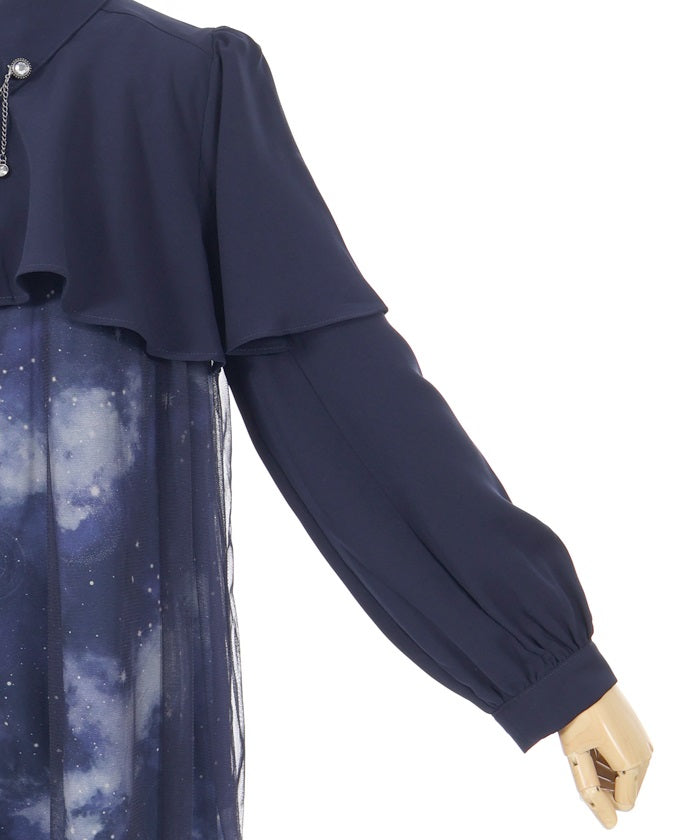 Telescope Pattern Cape Style Dress