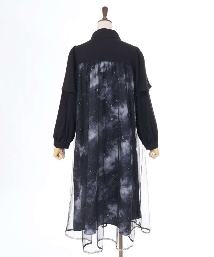 Telescope Pattern Cape Style Dress