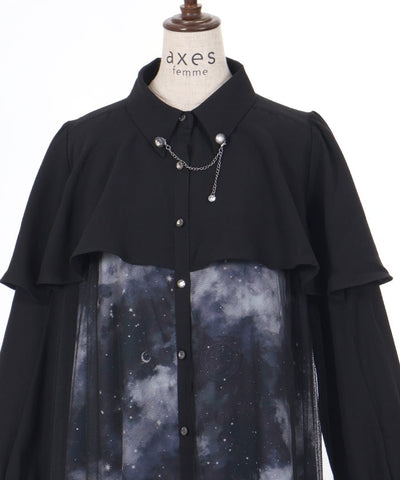 Telescope Pattern Cape Style Dress