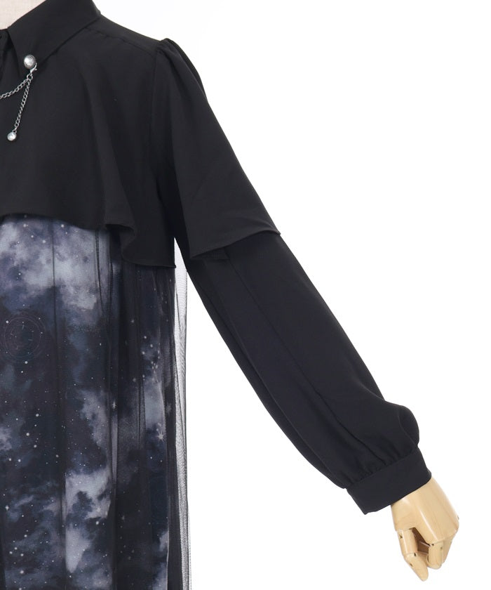 Telescope Pattern Cape Style Dress