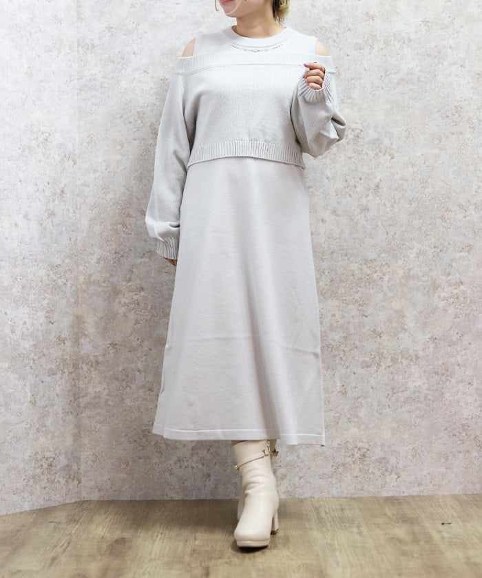 Lamé Cardigan & Knit Dress Set