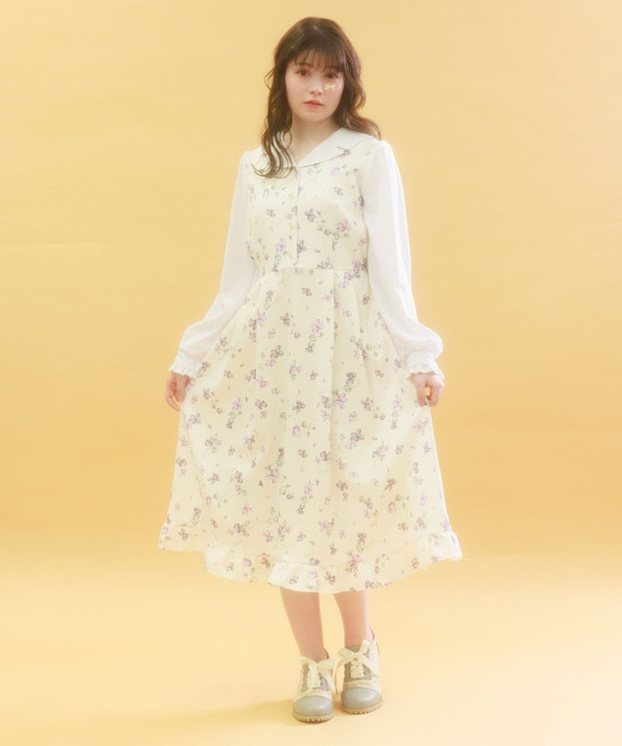 Violet Pattern Sailor Collar Dress (Pre-order)